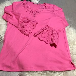 Quacker Factory by Jeanne Bice embellished top hot pink